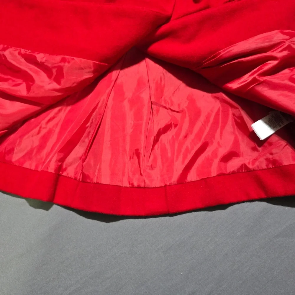 Max Studio Kids Coat 5 Red Faux Fur Collar Double Breasted Peplum Jacket